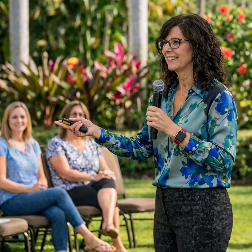 patty-durell-event-speaker Business professionals in Clearwater attending a Suncoast NPI professional networking event.